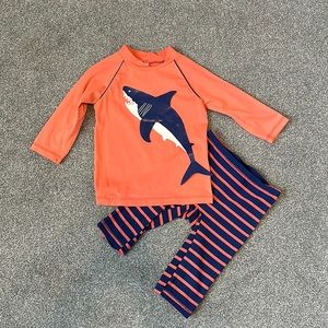 Mini Boden Shark Rashguard Set size 4-5